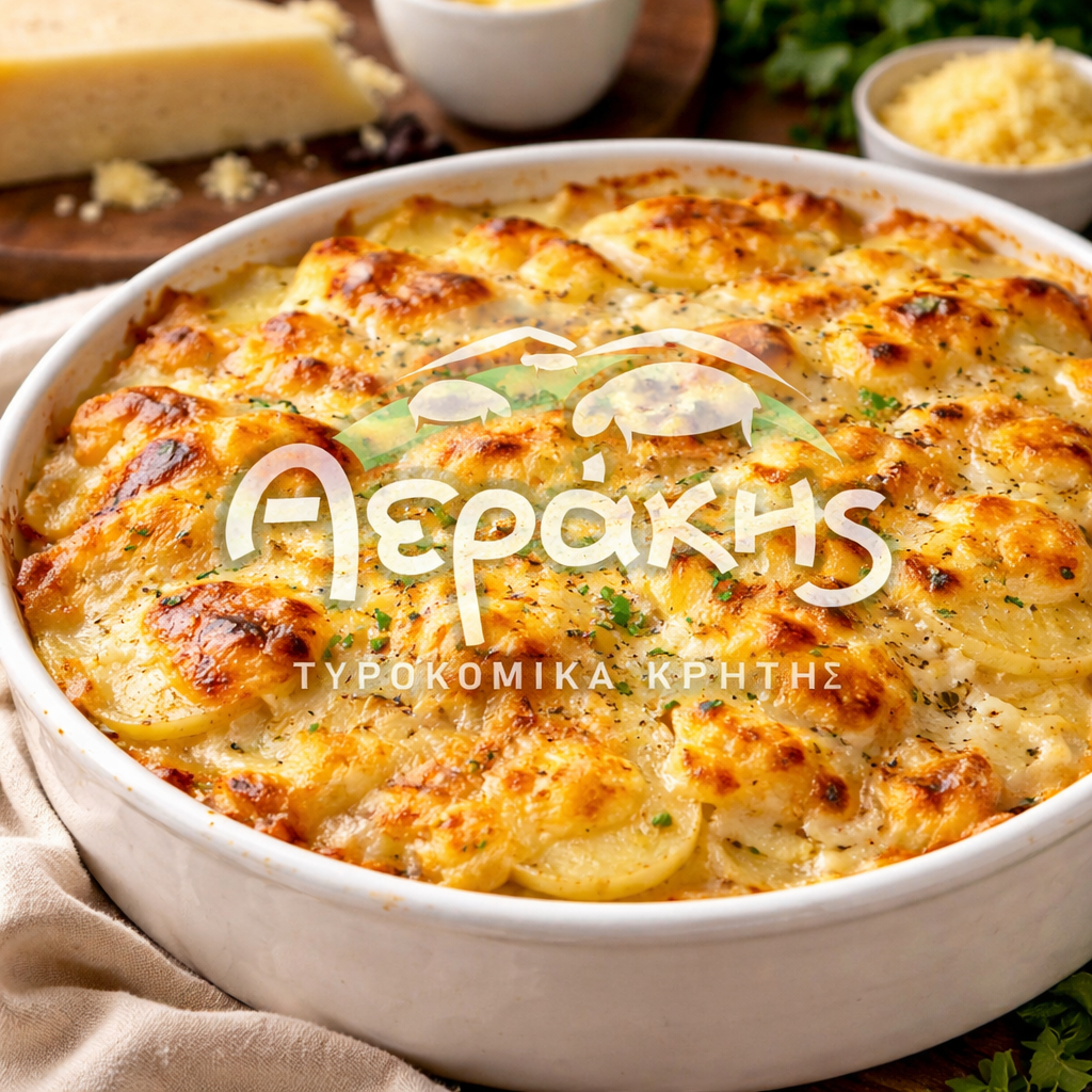 Πατάτες ογκρατέν με Γραβιέρα Κρήτης Αεράκης