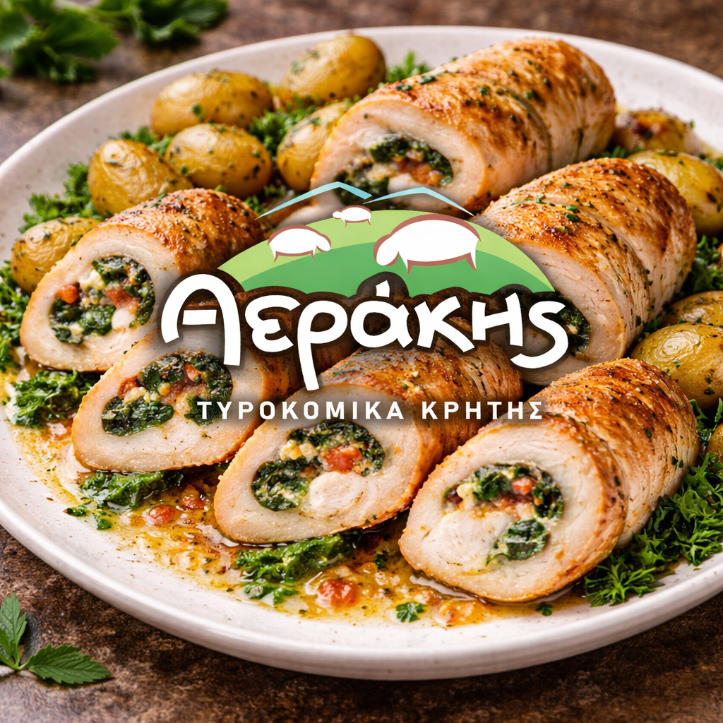 Ρολάκια κοτόπουλου γεμιστά με Φρέσκο τυρί κρεμώδες Αεράκης, σπανάκι και λιαστή ντομάτα